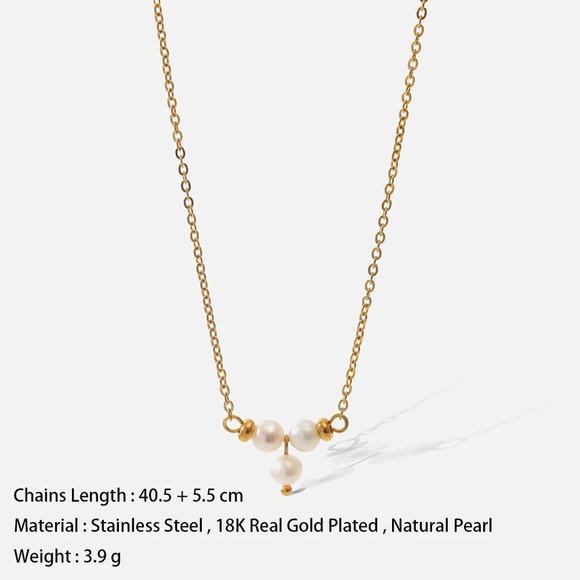 ‼️SALE‼️18K Gold Plated Natural Freshwater Pearl Necklace - Picture 4 of 5